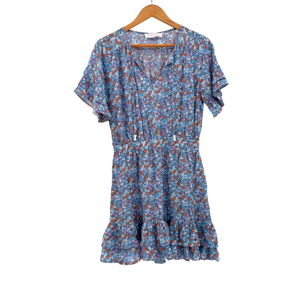 Walker & Wade Dress Courtney Women Small Blue Floral Short‎ Sleeve Cottage core